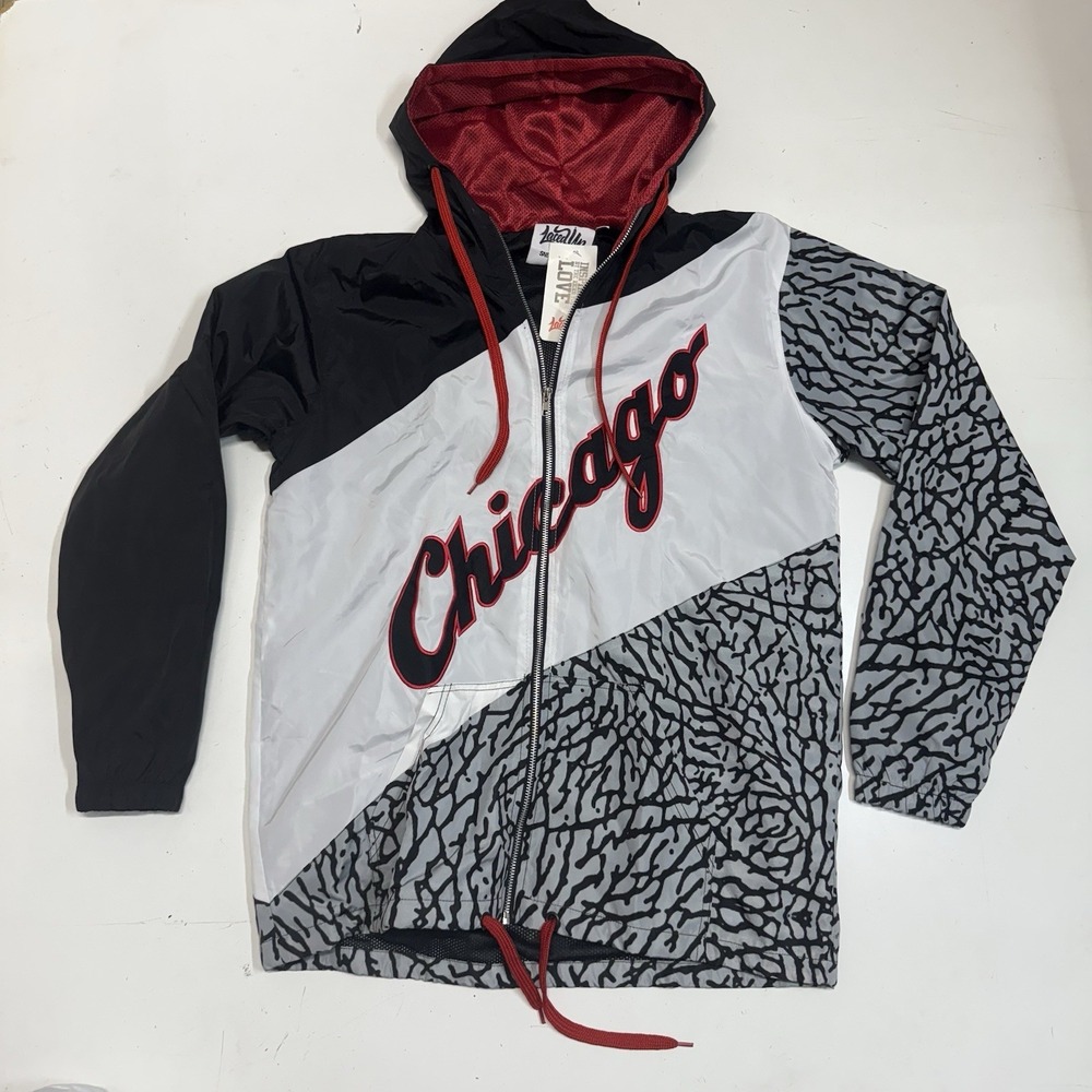 Sneak Gallery Laced Up Chicago Bulls Cement Full Zip Hoodie Mens Large New W Tag